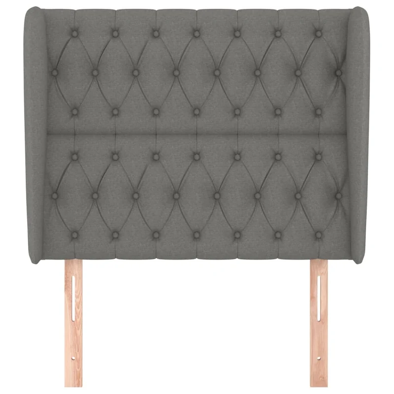 Tête de lit accessoire couchage chambre à coucher meuble capitonné avec rebord latéral 103 x 23 x 118/128 cm tissu gris foncé TDL0205047