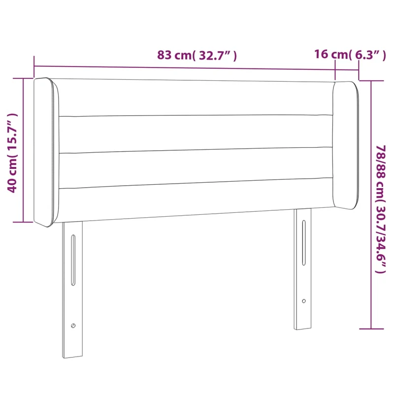 Tête de lit accessoire couchage chambre à coucher meuble avec rebord latéral 83 x 16 x 78/88 cm tissu gris foncé TDL0204904