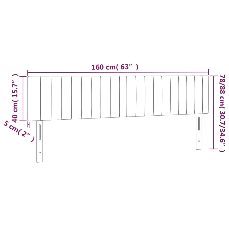 Tête de lit accessoire couchage chambre à coucher meuble 2 parties 80 x 5 x 78/88 cm tissu velours gris clair TDL0206416