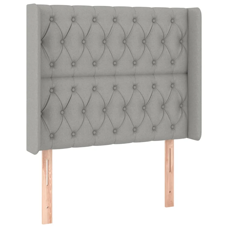 Tête de lit accessoire couchage chambre à coucher meuble capitonné avec rebord latéral 103 x 16 x 118/128 cm tissu gris clair TDL0205326
