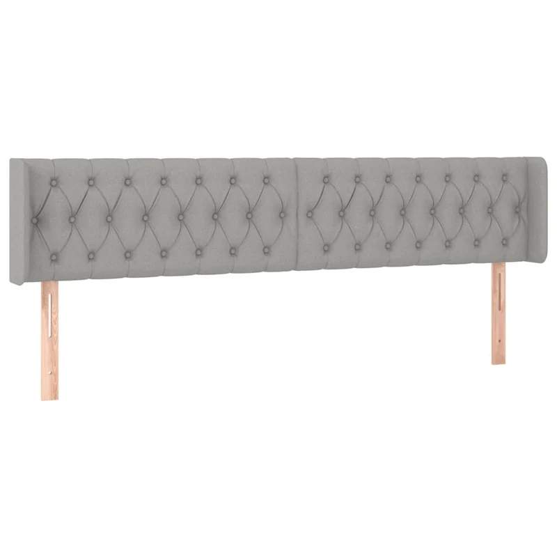 Tête de lit accessoire couchage chambre à coucher meuble capitonné avec rebord latéral 203 x 16 x 78/88 cm tissu gris clair TDL0205182