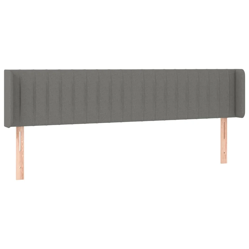 Tête de lit accessoire couchage chambre à coucher meuble avec rebord latéral 183 x 16 x 78/88 cm tissu gris foncé TDL0204964