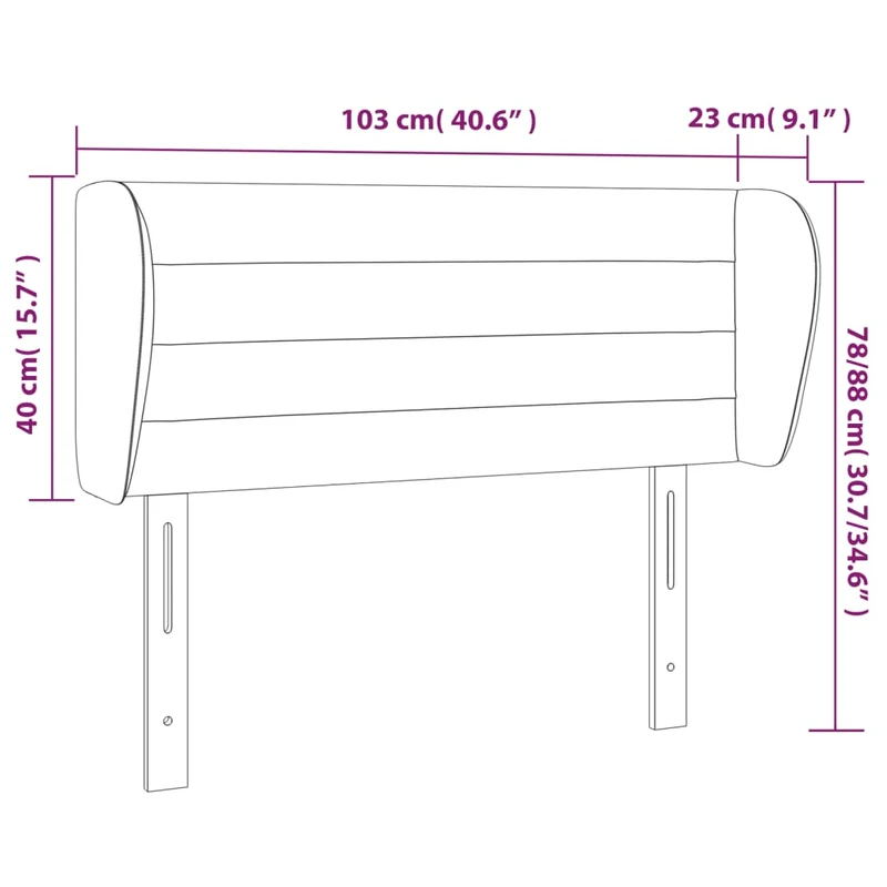 Tête de lit accessoire couchage chambre à coucher meuble avec rebord latéral 103 x 23 x 78/88 cm tissu gris clair TDL0205284