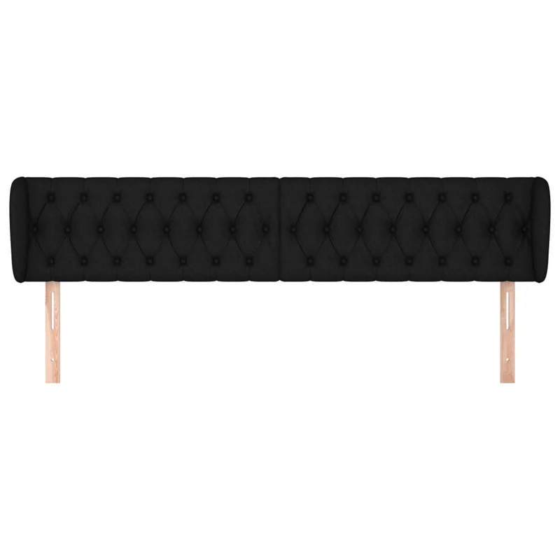 Tête de lit accessoire couchage chambre à coucher meuble avec rebord latéral 203 x 23 x 78/88 cm tissu noir TDL0204475