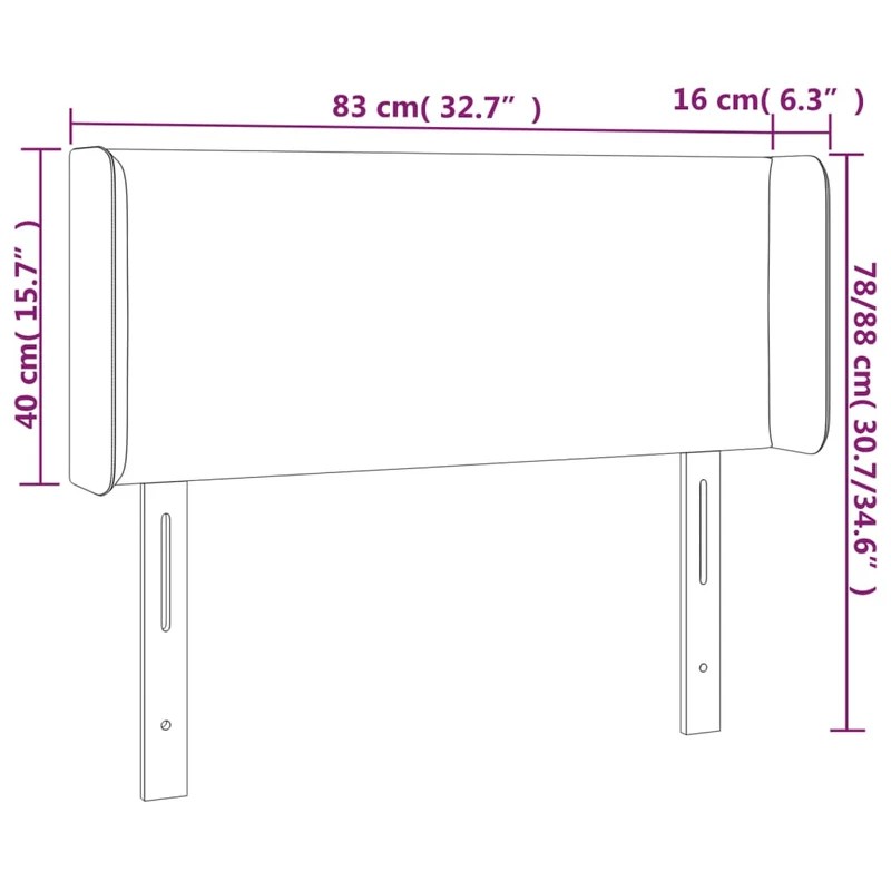 Tête de lit accessoire couchage chambre à coucher meuble avec rebord latéral 83 x 16 x 78/88 cm synthétique noir TDL0204456