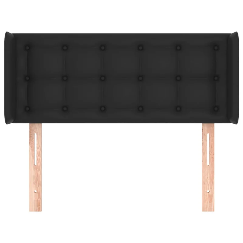 Tête de lit accessoire couchage chambre à coucher meuble capitonné avec rebord latéral 83 x 16 x 78/88 cm synthétique noir TDL0204454