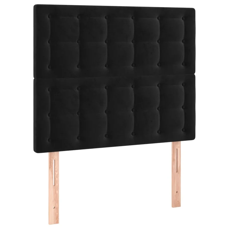 Tête de lit accessoire couchage chambre à coucher meuble capitonné 2 parties 100 x 5 x 78/88 cm tissu velours noir TDL0206268