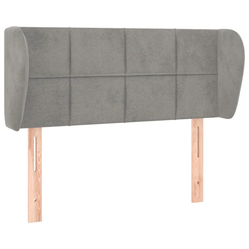 Tête de lit accessoire couchage chambre à coucher meuble avec rebord latéral 103 x 23 x 78/88 cm tissu velours gris clair TDL0205275