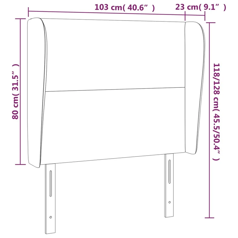 Tête de lit accessoire couchage chambre à coucher meuble avec rebord latéral 103 x 23 x 118/128 cm tissu gris foncé TDL0205048