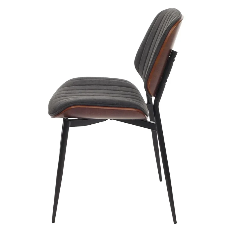 Lot de 2 chaises de salle à manger design en bois courbé effet noyer et tissu gris foncé 04_0009468