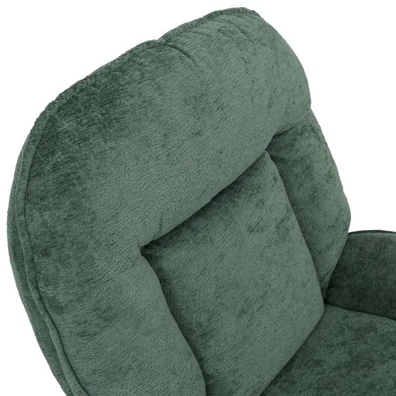 Fauteuil relax TV design moderne et confort fonction de bascule pivotant en métal et tissu chenille vert 04_0009032