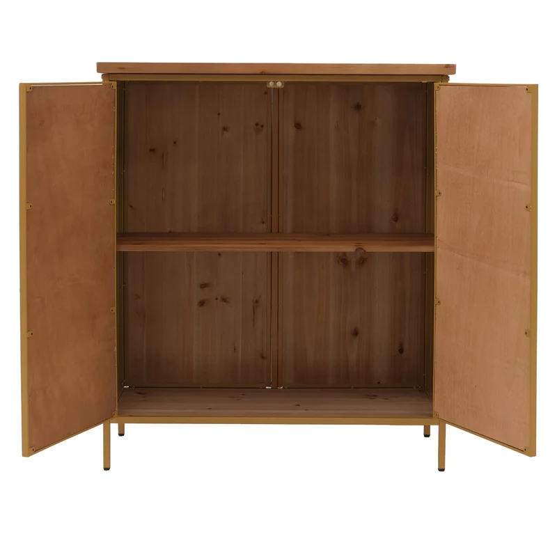 Commode style apothicaire vintage bleue avec 2 portes avec grands compartiments meuble de rangement métal 04_0009126