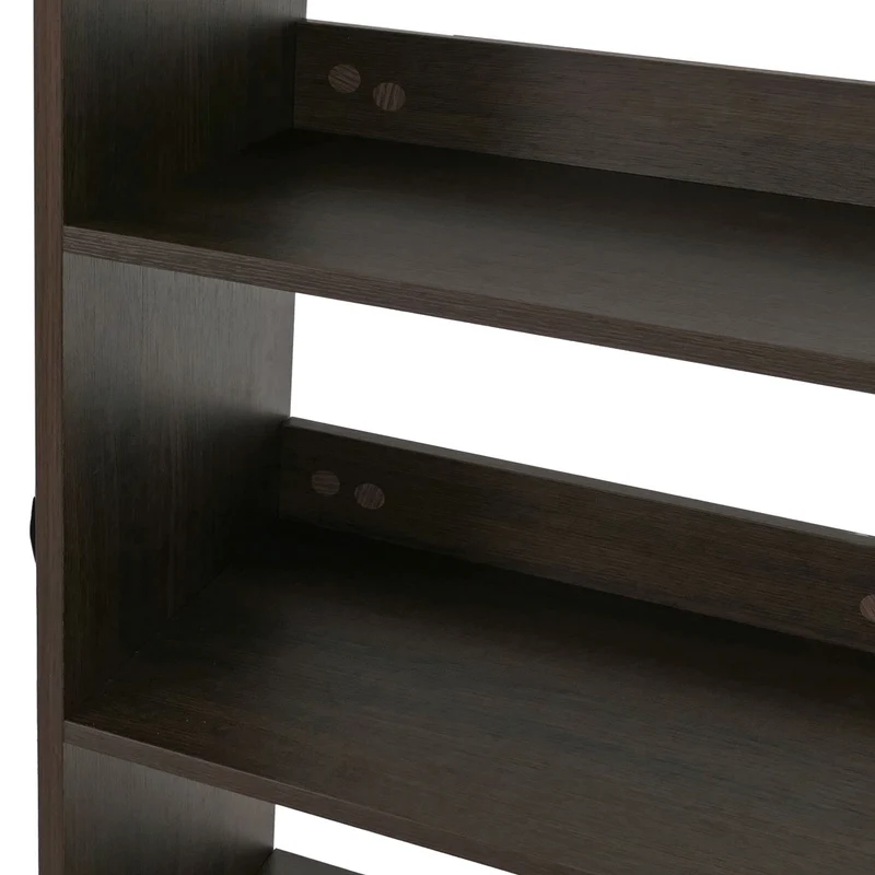 Bibliothèque design scandinave 200 cm étagère haute avec rangements et portes en bois foncé et métal 04_0009761