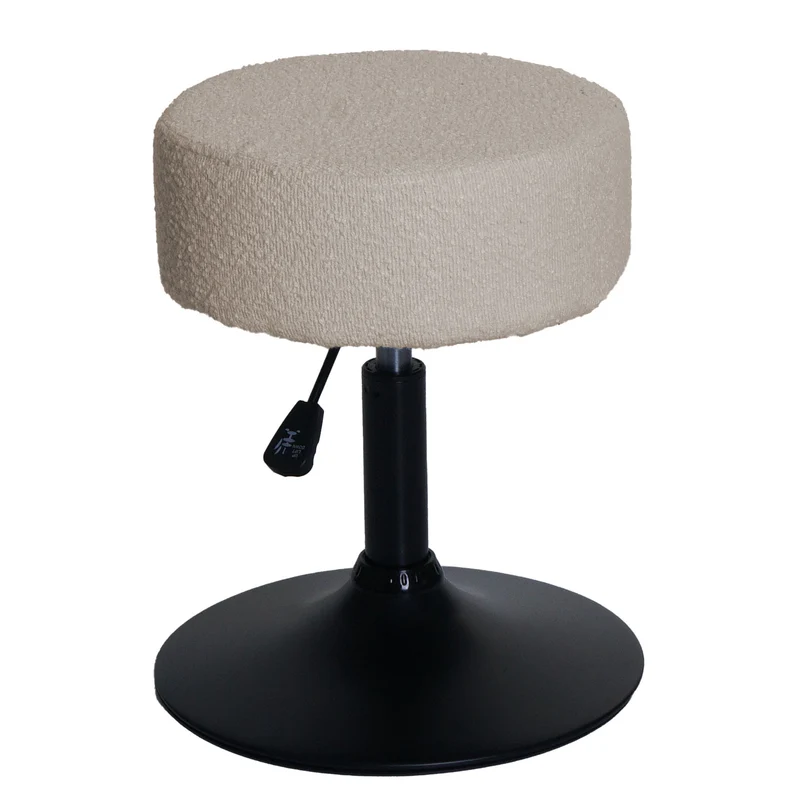 Lot de 2 tabourets bouclé réglables pivotants 360° tabourets coiffeuse tissu beige 04_0009934