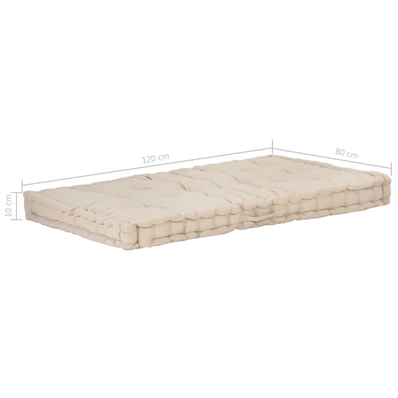 coussin de canapé palette 100 % coton 120x80x10 cm beige DEC021814
