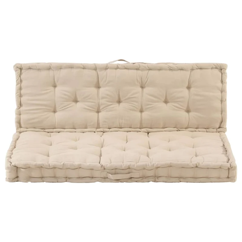 Coussins de palette canapé de sol dossier assise en coton beige DEC021326