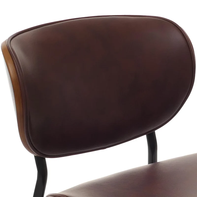 Lot de 2 chaises de salle à manger design en bois cintré et similicuir marron structure acier assise rembourrée confortable 04_0009503