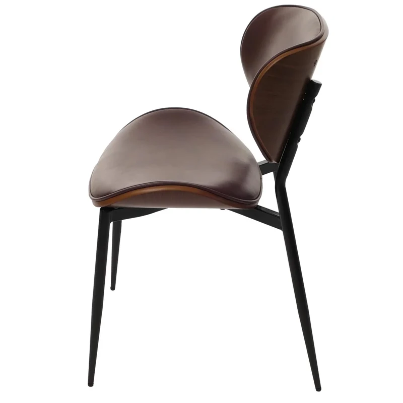Lot de 2 chaises de salle à manger design en bois cintré et similicuir marron structure acier assise rembourrée confortable 04_0009503
