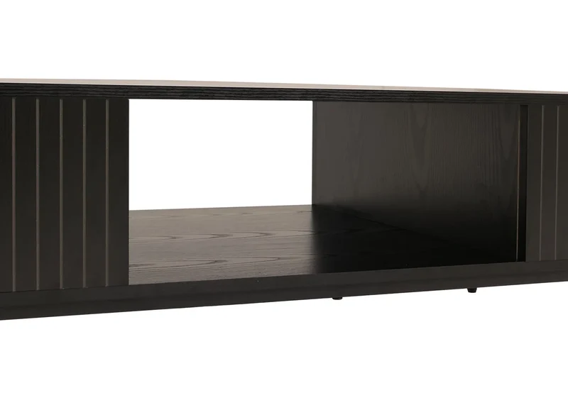 Table basse rectangulaire avec deux compartiments de rangement 39 x 120 x 60 cm en MDF noir 04_0009438