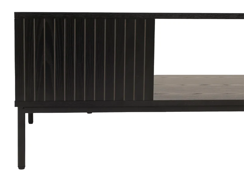 Table basse rectangulaire avec deux compartiments de rangement 39 x 120 x 60 cm en MDF noir 04_0009438