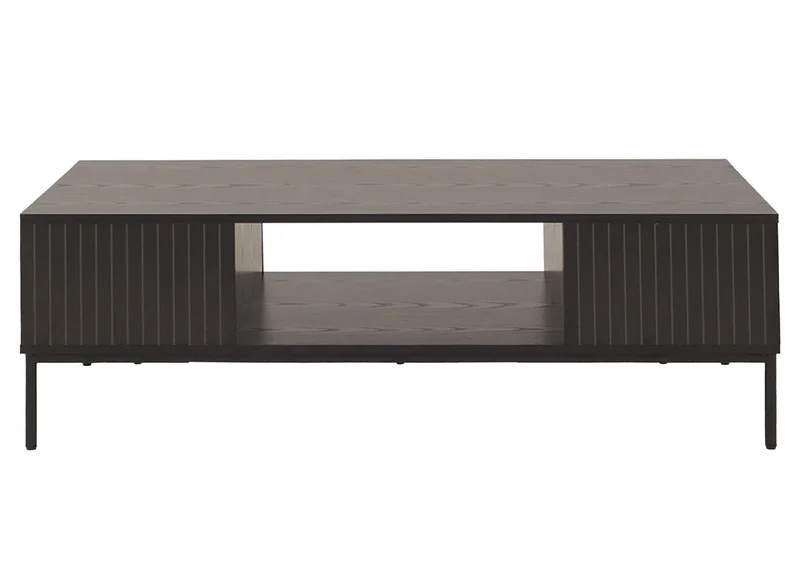 Table basse rectangulaire avec deux compartiments de rangement 39 x 120 x 60 cm en MDF noir 04_0009438
