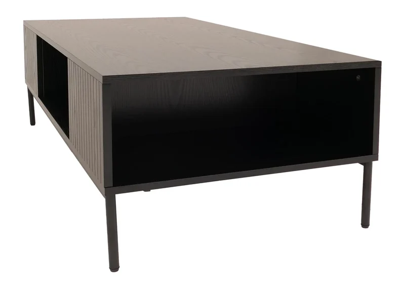 Table basse rectangulaire avec deux compartiments de rangement 39 x 120 x 60 cm en MDF noir 04_0009438