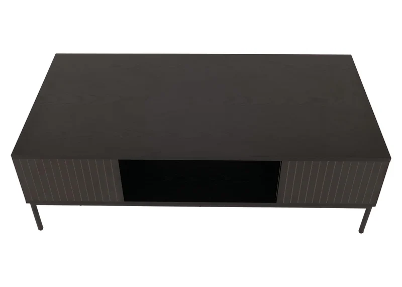 Table basse rectangulaire avec deux compartiments de rangement 39 x 120 x 60 cm en MDF noir 04_0009438