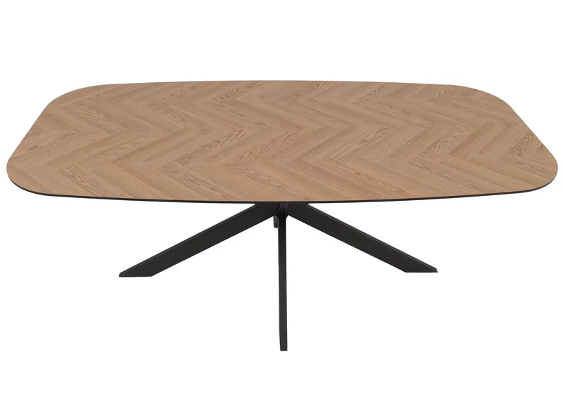 Table de salle à manger rectangulaire design moderne avec plateau MDF aspect chêne clair et structure métal 200x100 cm 04_0009270