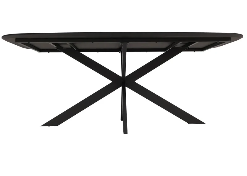Table de salle à manger rectangulaire design moderne avec plateau MDF aspect chêne clair et structure métal 200x100 cm 04_0009270