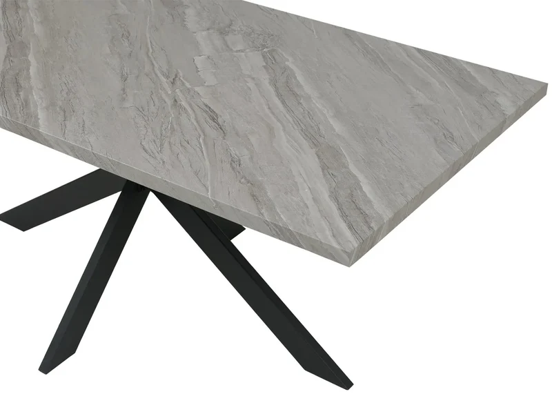 Table à manger rectangulaire moderne 180 x 90 x 76 cm pour 8 personnes en MDF gris 04_0009256