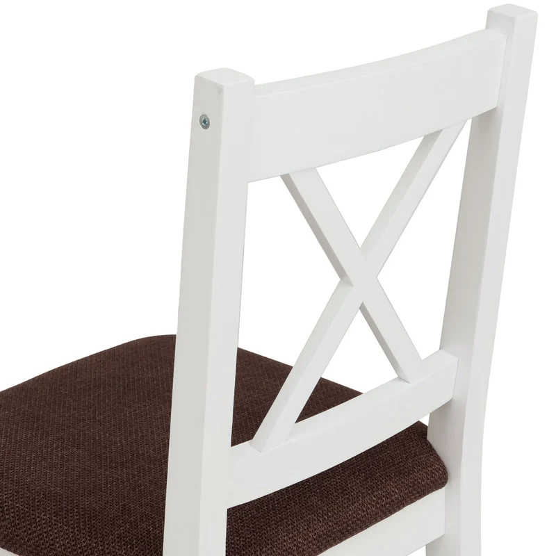 Lot de 2 chaises de salle à manger en bois massif blanc avec assise rembourrée noire style maison de campagne 04_0009056