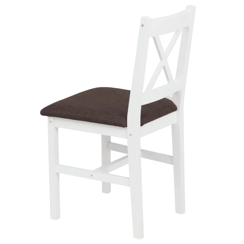 Lot de 2 chaises de salle à manger en bois massif blanc avec assise rembourrée noire style maison de campagne 04_0009056