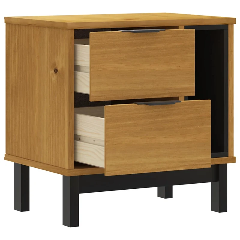 Table de chevet avec 2 tiroirs et 1 compartiment ouvert 49 x 35 x 50 cm bois de pin DEC033912