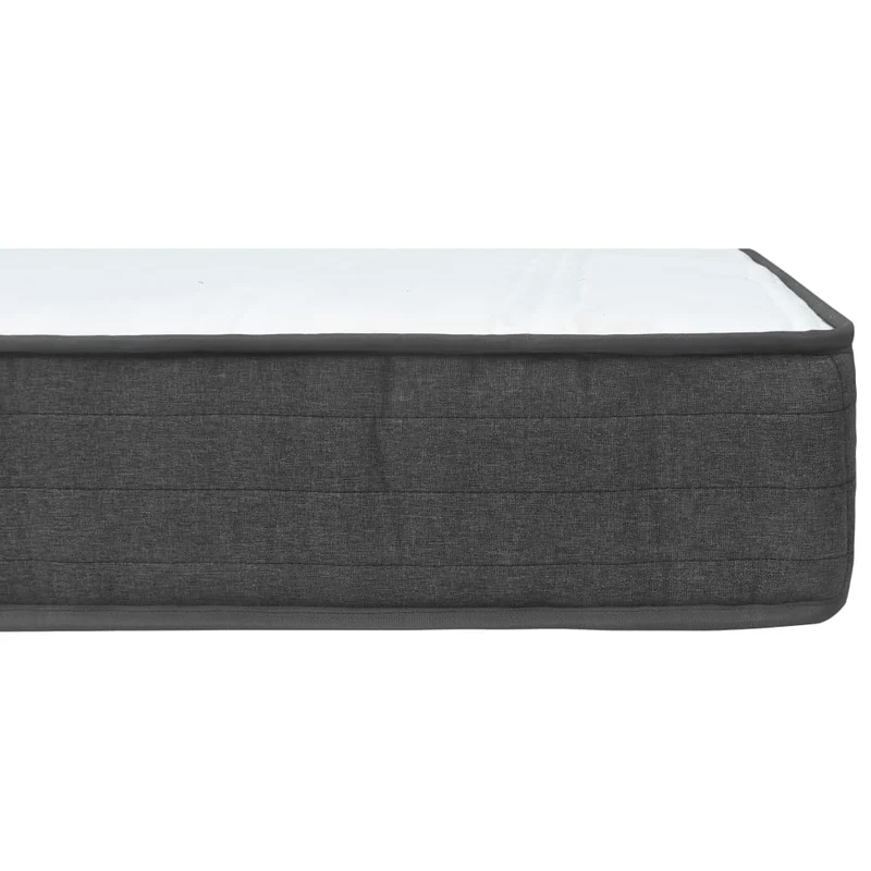 Sommier à lattes sur pieds cadre de lit avec matelas et surmatelas 180x200 cm tissu gris foncé TDL0208052