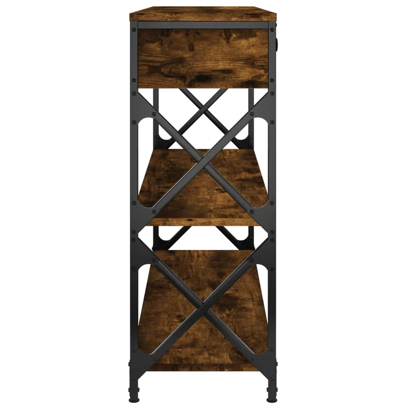 Table console meuble d'entrée avec étagères 100 x 28 x 75 cm bois d'ingénierie marron et métal DEC031754
