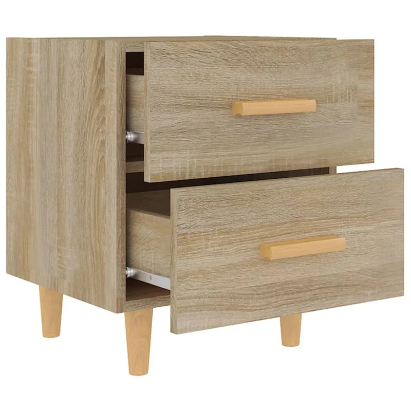 Lot de 2 tables de chevet avec deux tiroirs 40 x 35 x 47,5 cm bois d'ingénierie couleur chêne DEC035231