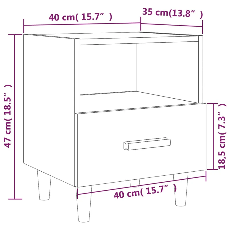 Lot de 2 tables de chevet avec tiroir et compartiment ouvert 40 x 35 x 47 cm bois d'ingénierie blanc DEC034910
