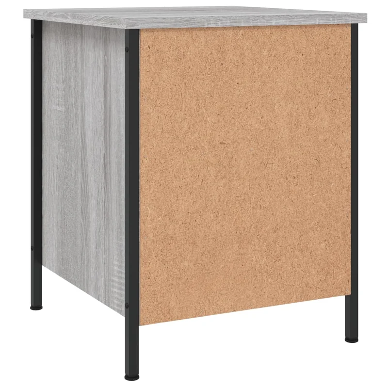 Table de chevet avec tiroir et compartiment ouvert 40 x 42 x 50 cm bois d'ingénierie gris et fer DEC034657