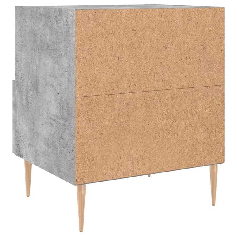 Table de chevet avc tiroir et compartiment ouvert 40 x 35 x 47,5 cm bois d’ingénierie gris et fer DEC033990
