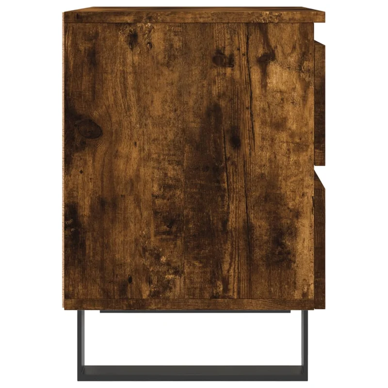 Table de chevet avec deux tiroirs 40 x 35 x 50 cm bois d’ingénierie marron et fer DEC033590