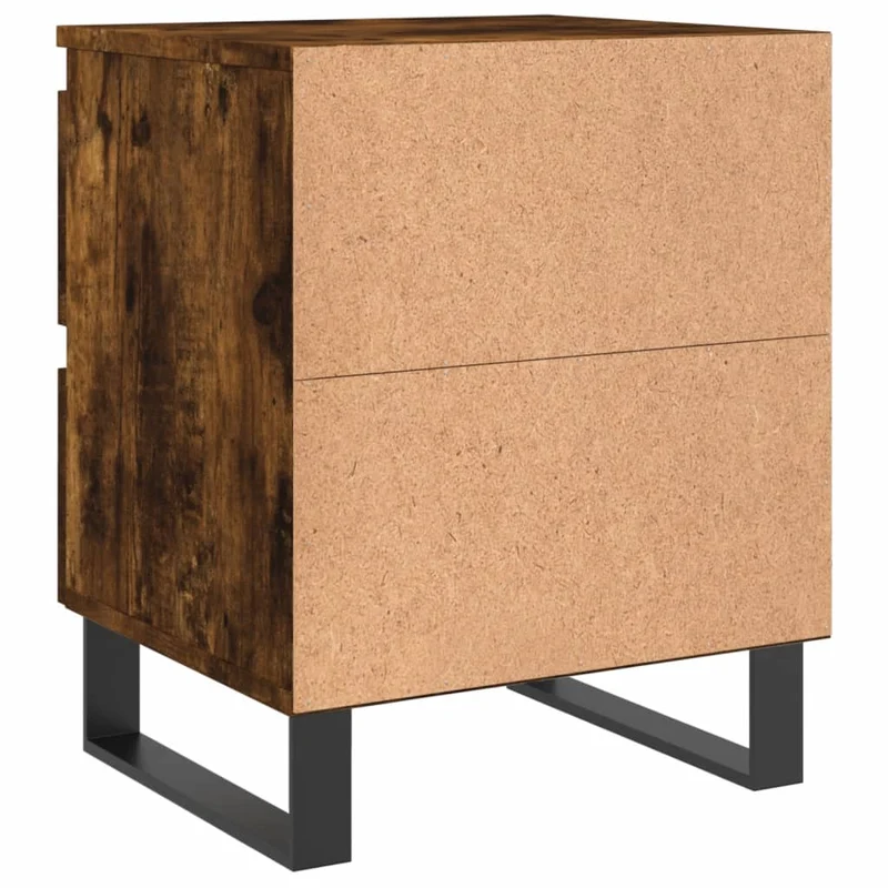 Table de chevet avec deux tiroirs 40 x 35 x 50 cm bois d’ingénierie marron et fer DEC033590