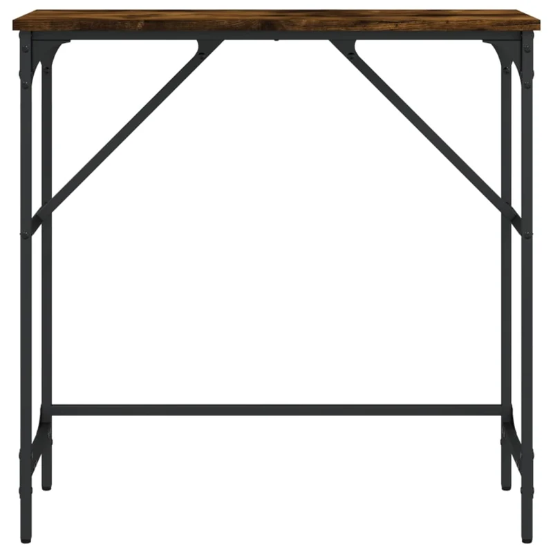 Table console rectangulaire style industriel – chêne fumé et métal noir 75 x 32 x 75 cm DEC031809