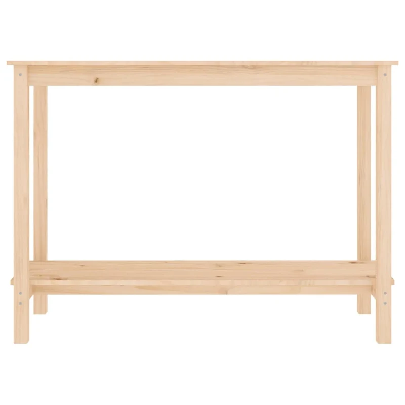 Table console rectangulaire en bois de pin massif naturel avec étagère 110 × 40 cm DEC031531