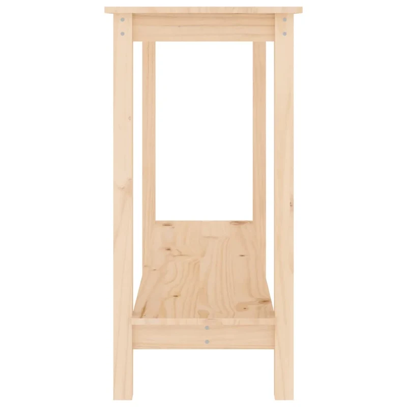 Table console rectangulaire en bois de pin massif naturel avec étagère 110 × 40 cm DEC031531