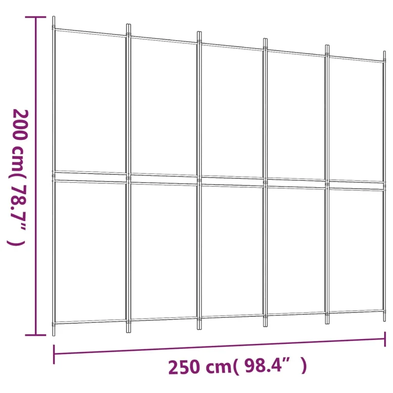 Cloison de séparation pliable anthracite design contemporain – tissu et métal – 250 × 200 cm DEC030931