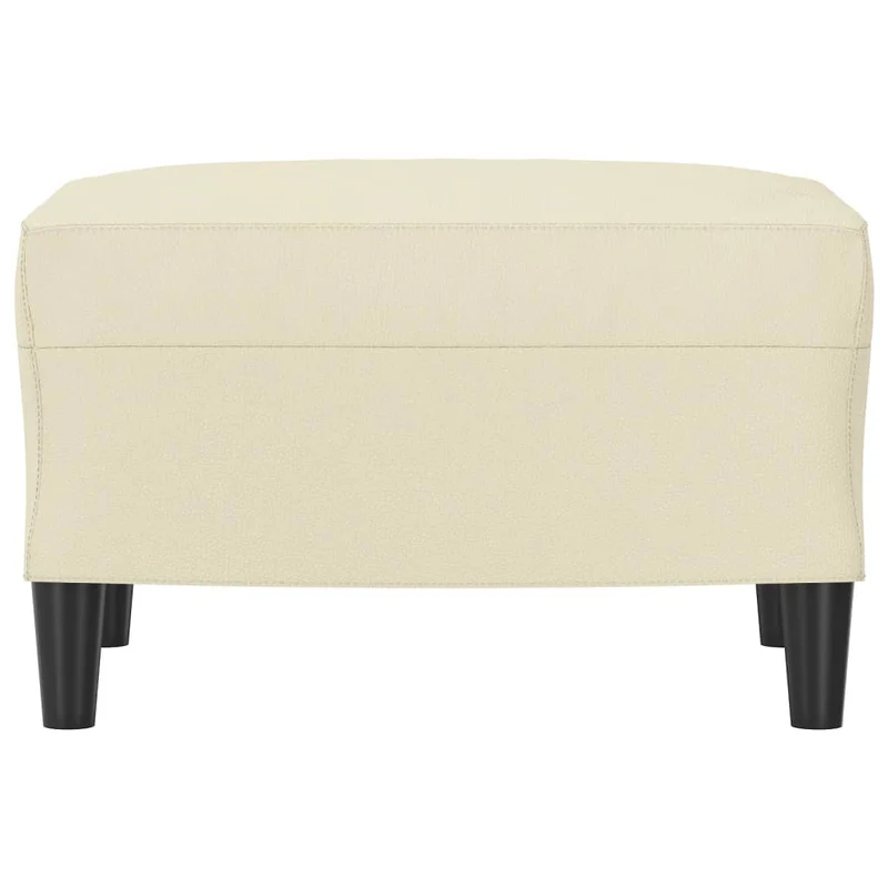 Repose-pieds rectangulaire moderne en similicuir crème élégant 60 × 50 cm DEC030138