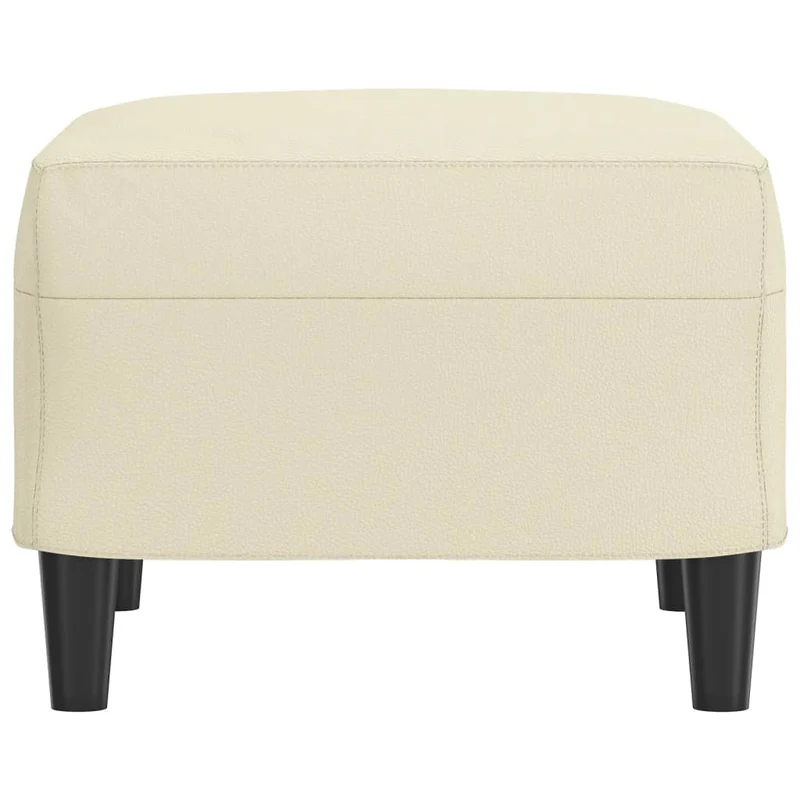 Repose-pieds rectangulaire moderne en similicuir crème élégant 60 × 50 cm DEC030138