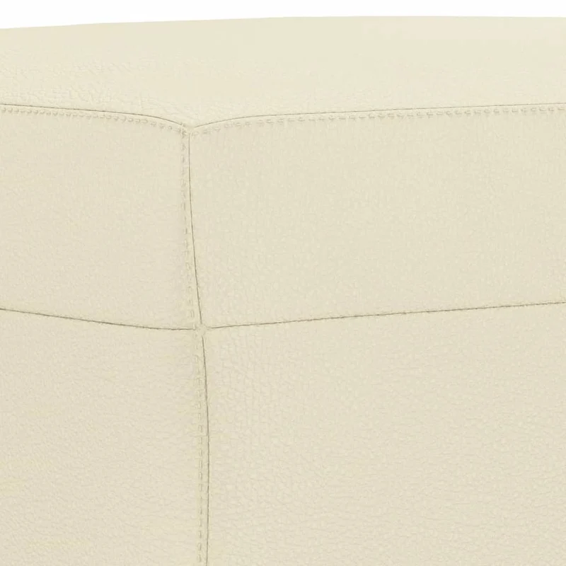 Repose-pieds rectangulaire moderne en similicuir crème élégant 60 × 50 cm DEC030138