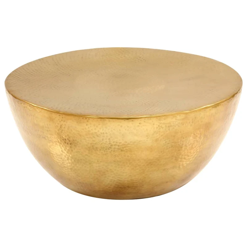 Table basse ronde en aluminium martelé laiton – Design bol table d’appoint moderne Ø 70 cm DEC037261