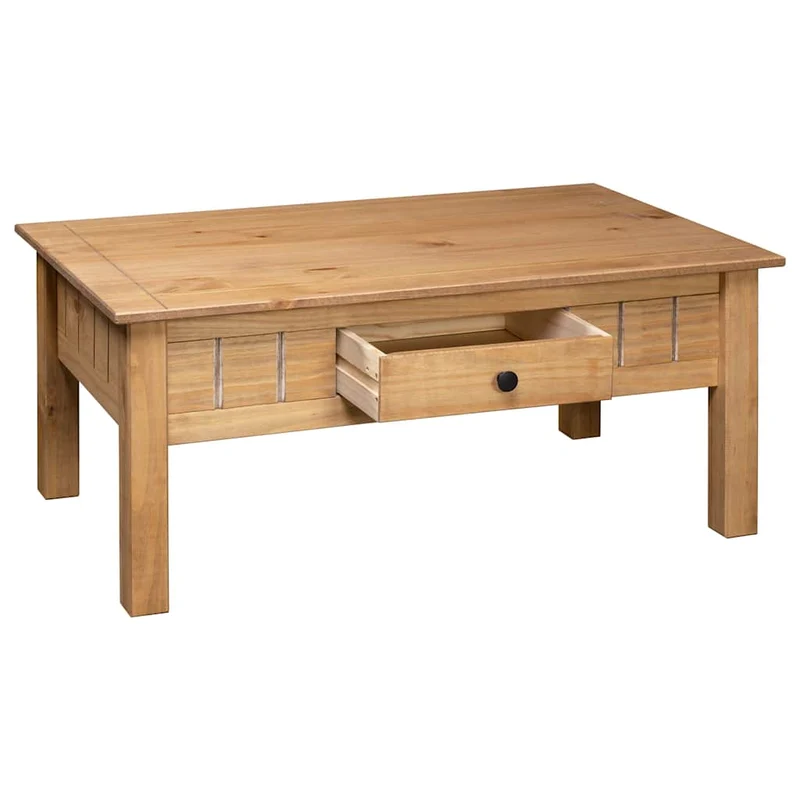 Table basse de salon avec tiroir design rustique 100 x 60 x 45 cm bois de pin massif DEC036965